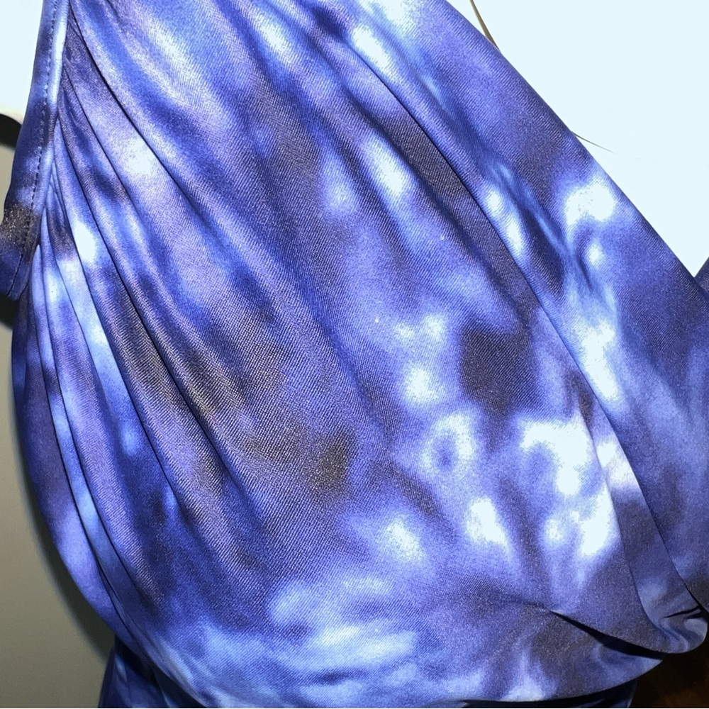 Aqua Green Blue Wrap Ruched One-Piece Bathing Suit | Size Women’s Small - Picture 5 of 14